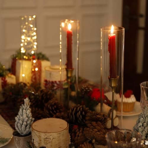 Hurricane Glass Candle Holders - 6 Pcs 2.5" W x 14" H