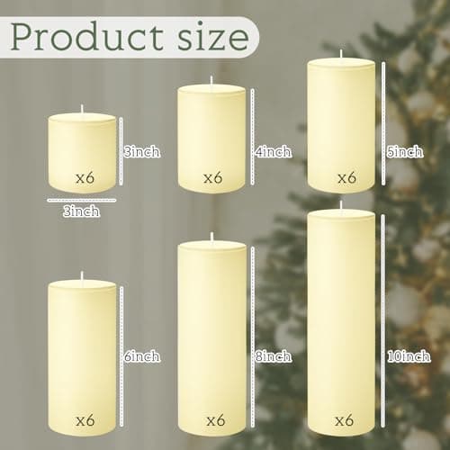 Shihanee 36 Pcs Christmas Pillar Candles – Ivory White