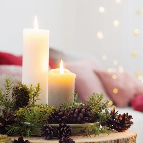 Elegant 3-Tier Ivory Pillar Candles with Bamboo Covers for Table Centerpieces