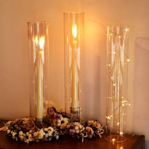 Hurricane Glass Candle Holders - 6 Pcs 2.5" W x 14" H