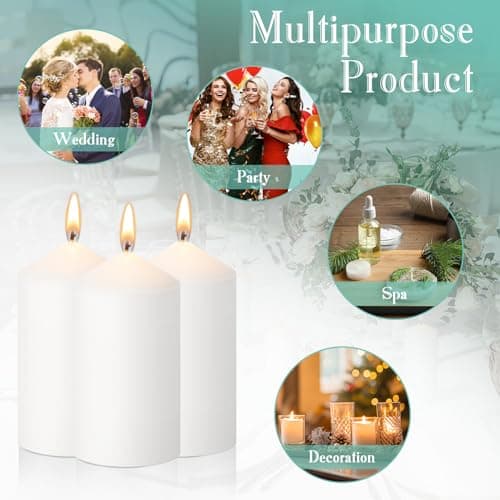 16 Pack 60 Hour Long Pillar Candles for Wedding and Events