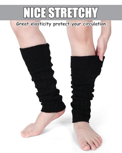 Women's Wool Leg Warmers: 2 Pairs in Black and Grey