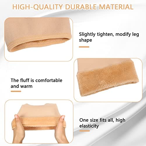 Bencailor 2 Pairs Women’s Fleece Leg Warmers - Over Knee Compression Socks (Black, Beige, Footless)