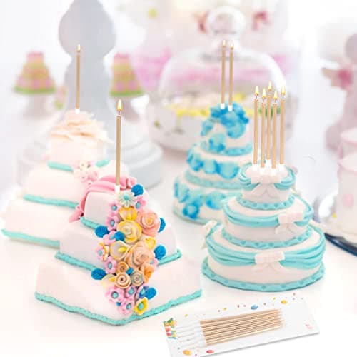 24-Piece Metallic Champagne Gold Birthday Candles for Cakes and Cupcakes
