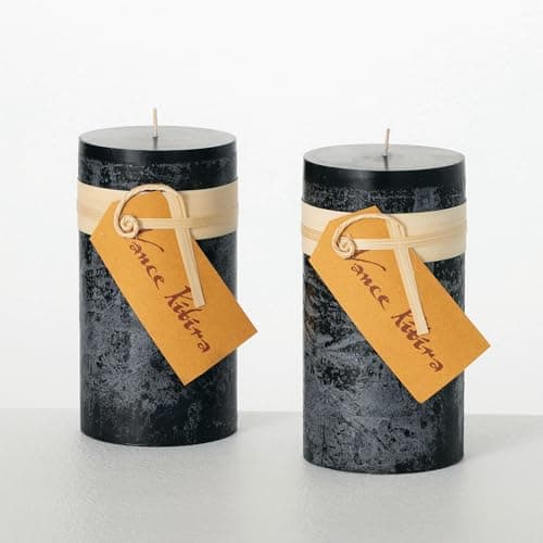 Sullivans Vance Kitira 6-Inch Off-White Unscented Pillar Candles Set of 2