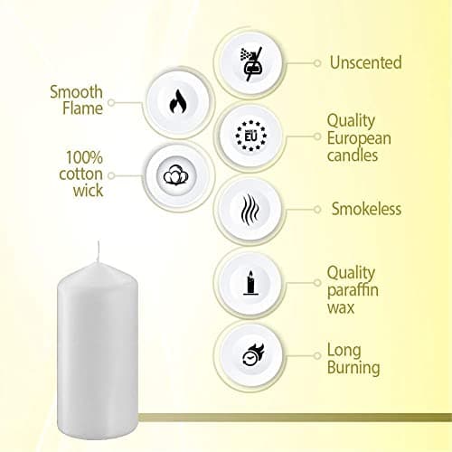 BOLSIUS 4 Pack 2x4 White Pillar Candles - Premium Quality, 20hr Burn Time