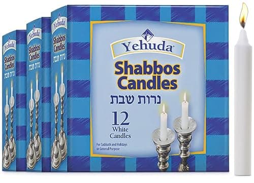 Yehuda 3 Hour White Shabbos Candles (36 Candles)