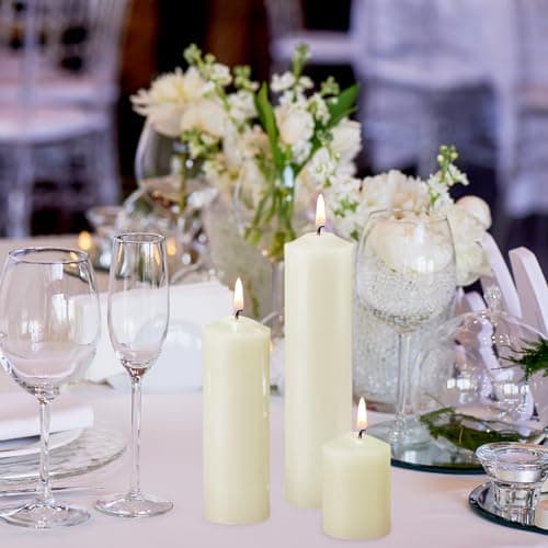18-Piece Set of Ivory Pillar Candles for Weddings and Events