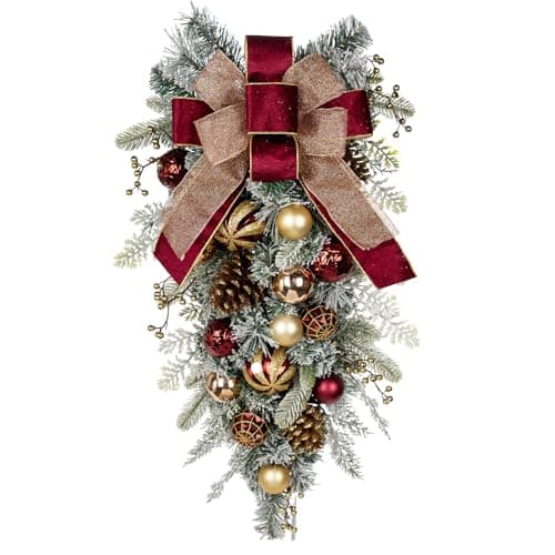 30" Artificial Winter Swag Garland with Pine Cones & Berry Clusters for Holiday Decoration