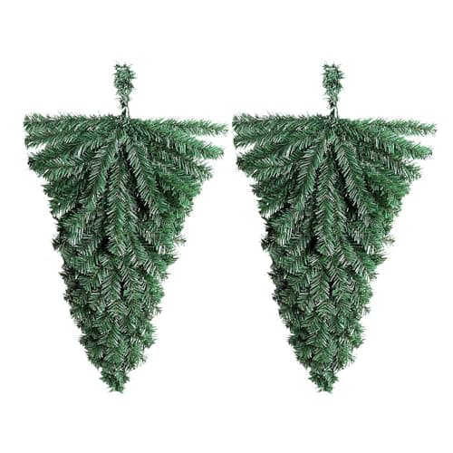 2 Pcs Artificial Christmas Teardrop Swag Garland for Door Mantle Indoor/Outdoor