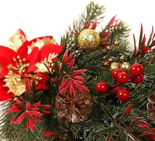 Red Artificial Teardrop Swag Wreath for Christmas Party Decor