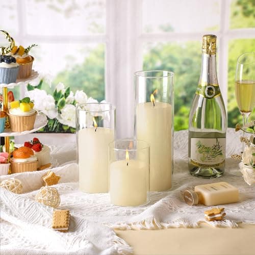 Shihanee 36 Piece Pillar Candle and Glass Vase Set for Wedding Centerpieces