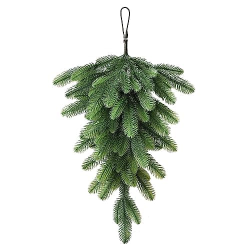 27.6 Inch Green Pine Needles Teardrop Swag Garland