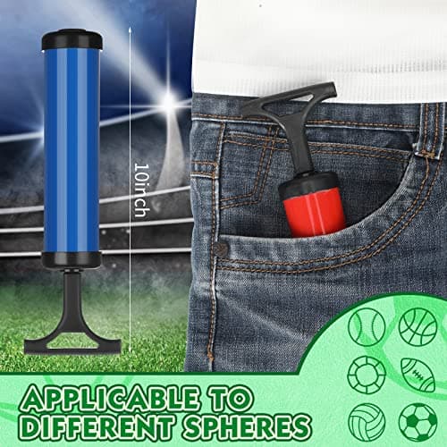 Sure, based on your original title, a refined and simplified English version could be:

Portable 8'' Air Pump for Inflatable Balls with Needles & Flexible Hose, Blue/Red