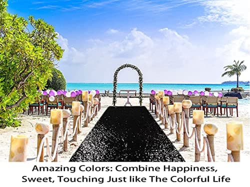 Black Glitter Aisle Runner for Wedding Ceremony - 2FTx15FT