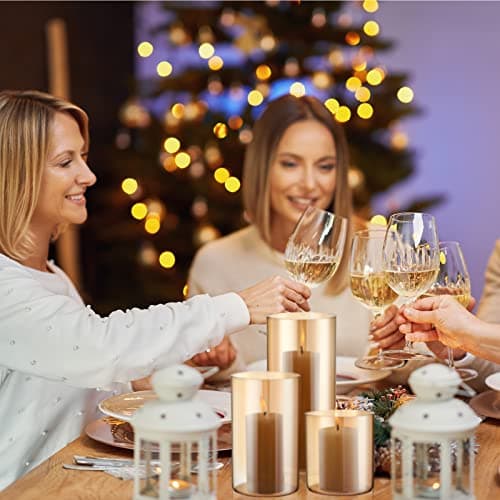 Nuenen Set of 6 Slim Pillar Candles and Cylinder Vases for Wedding Centerpiece Decoration