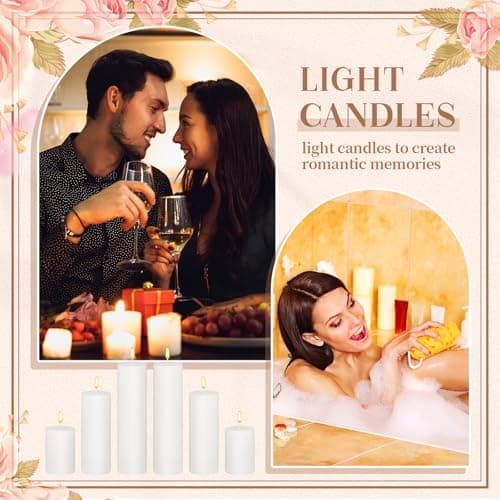 MTLEE 48-Piece Assorted Pillar Candle Set - Dripless, Unscented, Smokeless (3, 6, 8) for Weddings, Holidays, Restaurants, and Home Decor