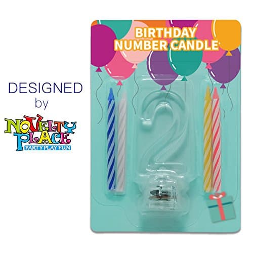 Novelty Flashing Multicolor Birthday LED Candle Toper with 4 Candles (Number 2)