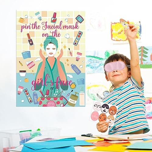 Spa Party Games, Facial Mask Poster for Kids' Spa Birthday Party