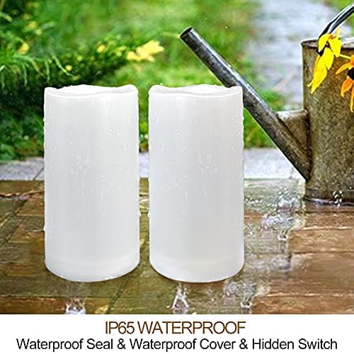 2-Pack White 3x6 LED Pillar Candles - Outdoor IP65 Waterproof Timer & Remote Operated