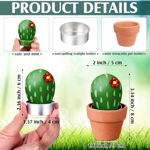 Shihanee 24 Pack Succulent Candles - Cactus Candles for Baby Shower, Birthday, Wedding Party Favors