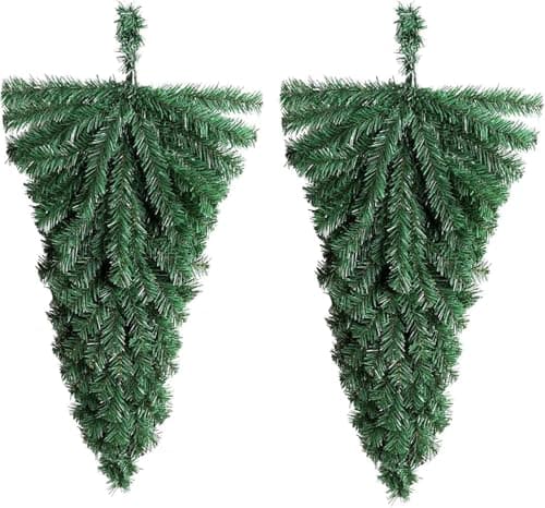 Faux Pine Teardrop Christmas Swag, 18inch, 2PCS Mantle Decor
