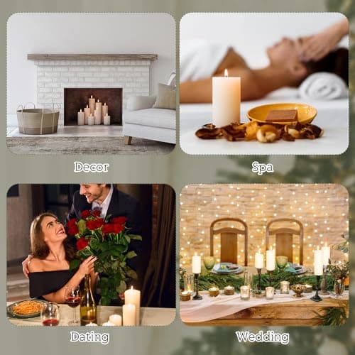 24 White Christmas Pillar Candles - Unscented, Dripless, and Long Burning