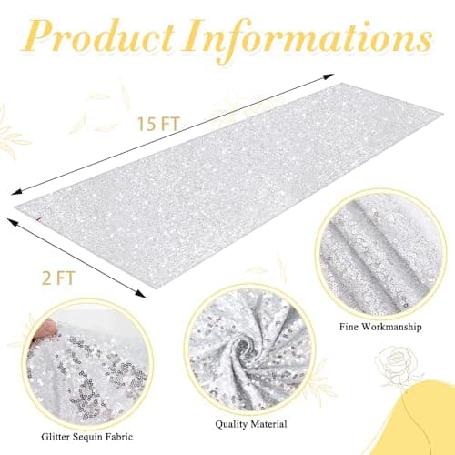 Silver Sequin Aisle Runner for Outdoor Wedding Ceremony