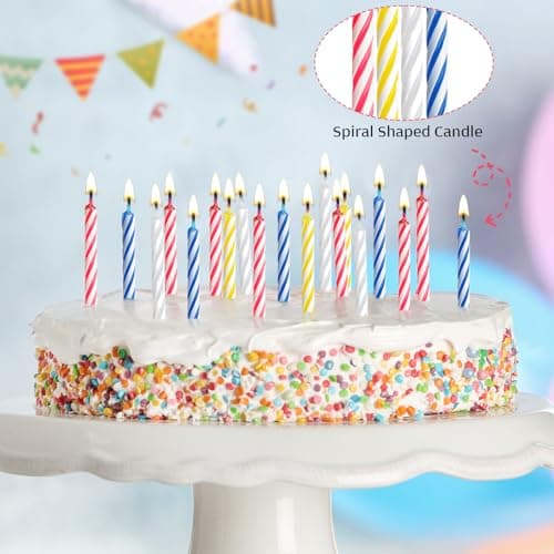MTLEE Spiral Birthday Candles 4 Color, 288 Pcs for Cake Decorations