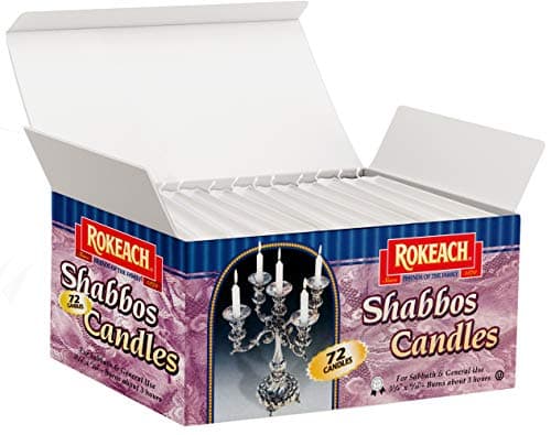 Rokeach Traditional Shabbat Candles, 72 Count, for Candlesticks and Chanukah