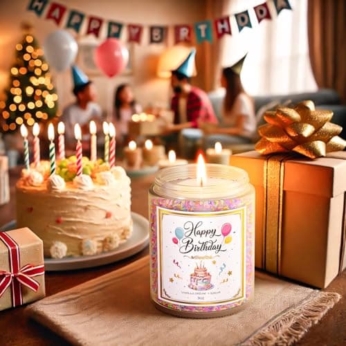 Happy Birthday Vanilla Scented Candles, 9 oz, Gift for Him & Her