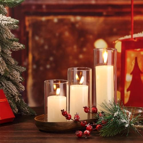 Shihanee Clear Pillar Candles & Glass Holders for Wedding Centerpieces