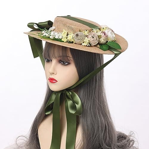 COSDREAMER Victorian Floral Flat Hat for Women and Girls