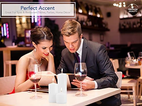 Set of 12 White Unscented Pillar Candles – 3x3 Inch, 30 Hours Burn Time for Weddings, Parties, and Home Decor