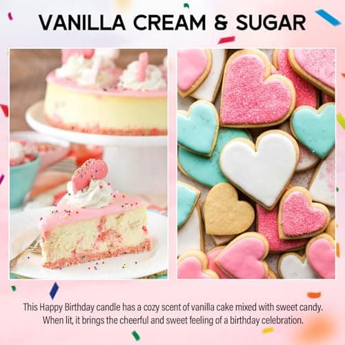 Happy Birthday Vanilla Scented Candles, 9 oz, Gift for Him & Her