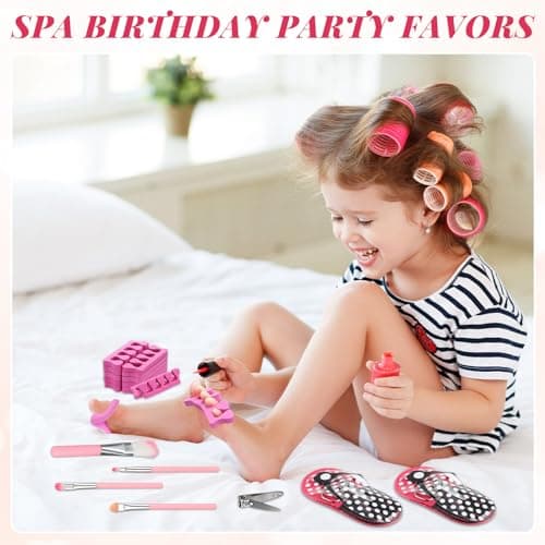 12-Piece Spa Sleepover Party Kit for Girls: Nail Clippers, Brushes, Toe Separators, Files & More for Fun Movie Night