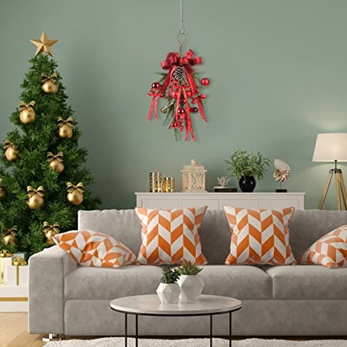 MOTUZP Green Pine Needles Teardrop Swag with Pine Cones for Christmas Mailbox (A)