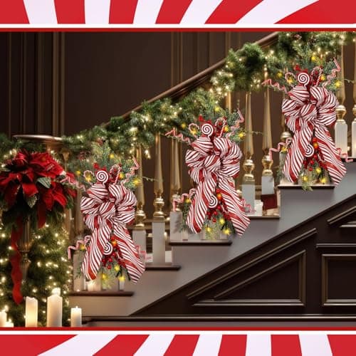 Hiboom 3 Pack 24 Inch Teardrop Prelit Christmas Swags with LED Lights