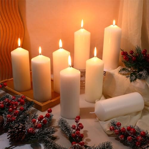 20-Pack White Pillar Candles 50 Hour Burn Time for Weddings and Parties