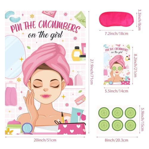 Hxezoc Spa Party Games - Pin The Cucumbers on The Girl with 42 Pcs Cucumber Stickers