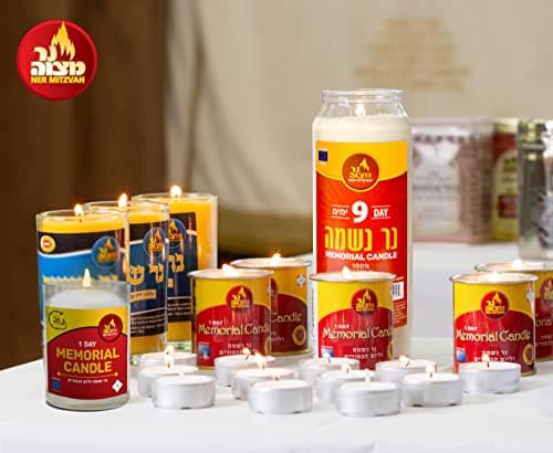 6 Pack 24 Hour Kosher Ner Mitzvah Yahrtzeit Memorial Candle Glass Jar