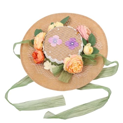 COSDREAMER Victorian Floral Flat Hat for Women and Girls