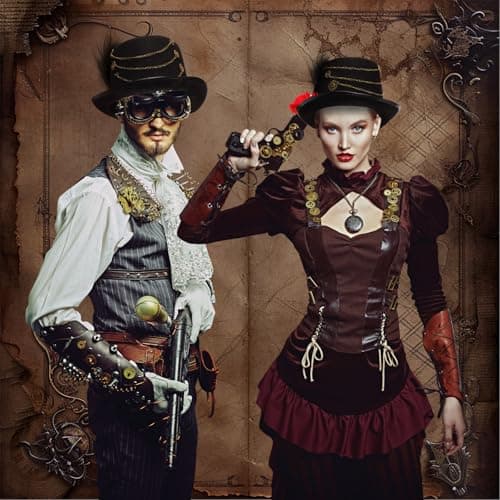 Ramede Steampunk Top Hat with Goggles for Halloween Cosplay Party
