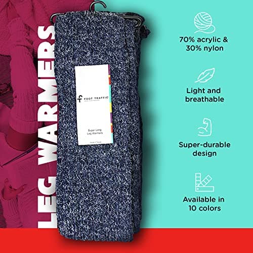 Super Long Women's Cable-Knit Leg Warmers (Denim)