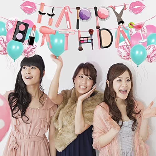 Spa Birthday Party Supplies for Girls: Cake Toppers, Balloons, Backdrop, Tablecloth, Banner