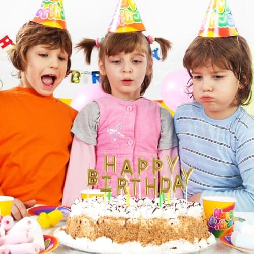 Happy Birthday Cake Candles & Party Decorations, Gold Wedding Anniversary Topper