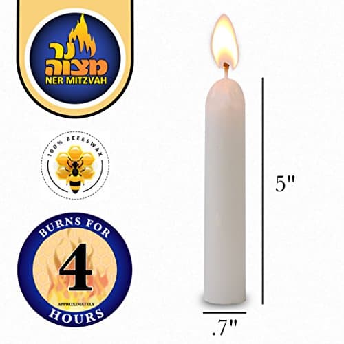 Premium Unbleached Shabbat Candles - 30 Pack, 4 Hour Burn Time by Ner Mitzvah