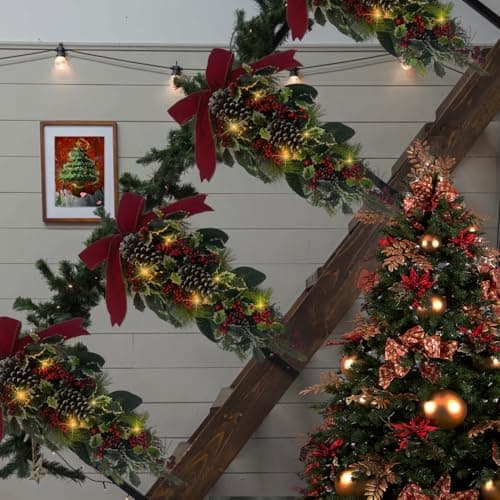 24” Pre-Lit Artificial Greenery Teardrop Swag for Xmas Decor