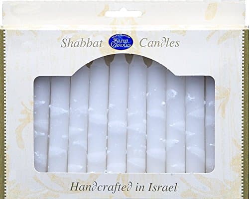 Handcrafted White Lace Jewish Shabbat Candles (Box of 12)