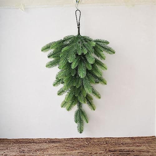 27.6 Inch Green Pine Needles Teardrop Swag Garland